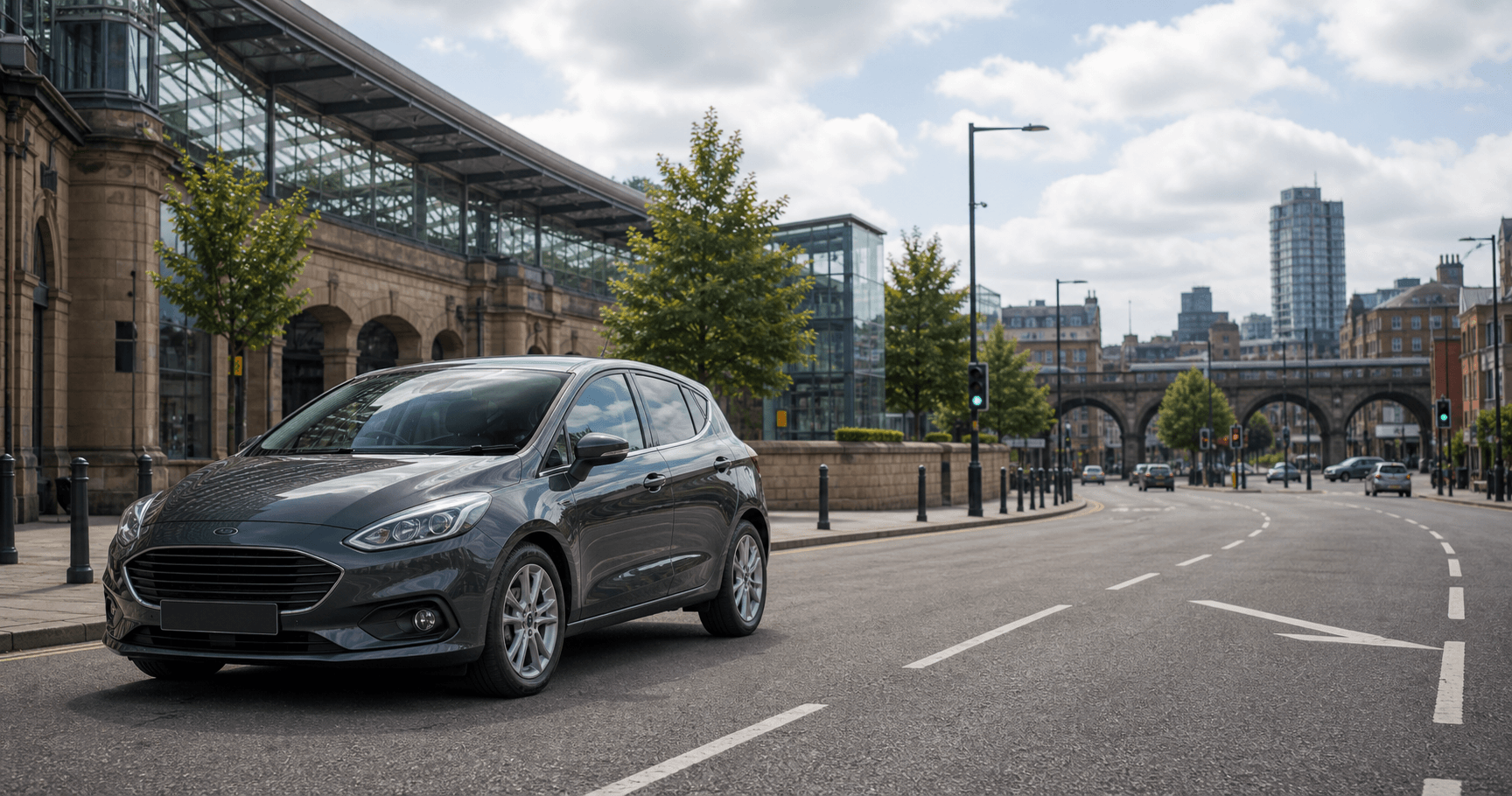 Compact hire car ready for city travel around Sheffield
